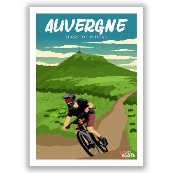 Poster affiche retro auvergne rider vtt
